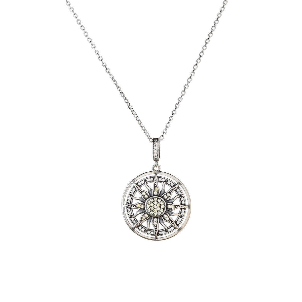 Collar de plata de ley con colgante de sol