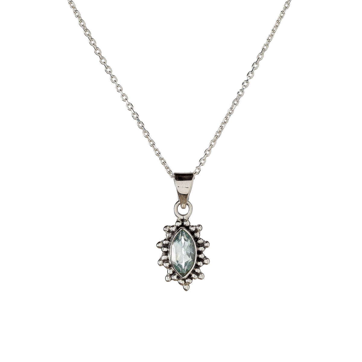Collar con colgante de topacio azul en plata de ley