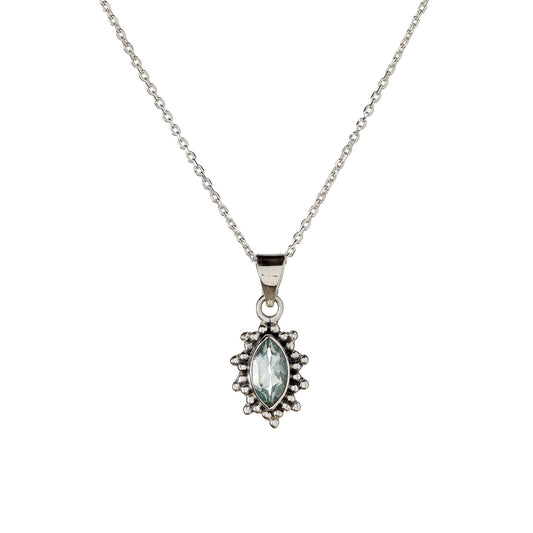Collar con colgante de topacio azul en plata de ley