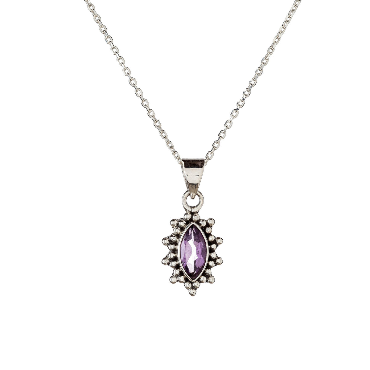 Collar con colgante de amatista en plata de ley