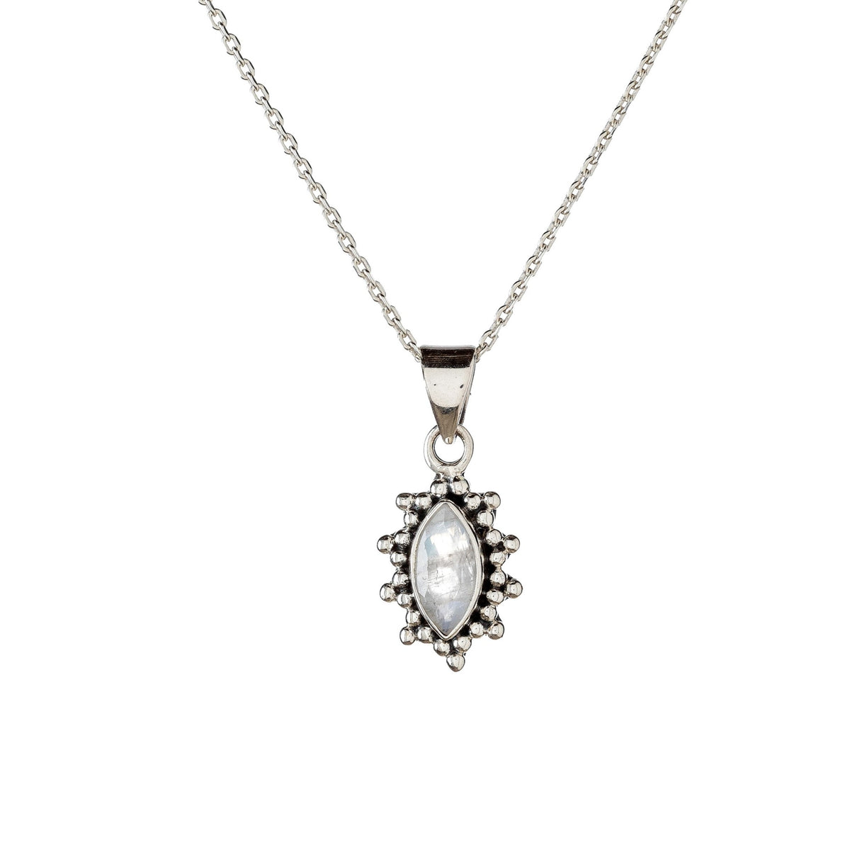 Collar con colgante de piedra lunar en plata de ley