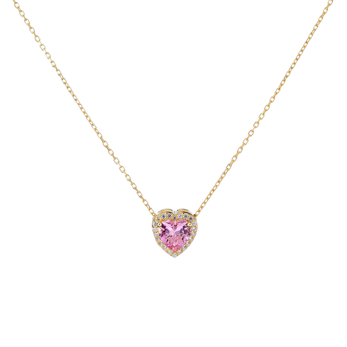 Collar de corazón de plata esterlina con circonitas