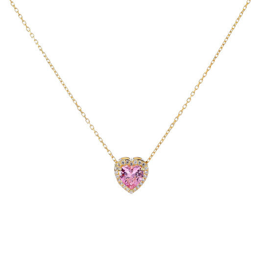 Collar de corazón de plata esterlina con circonitas