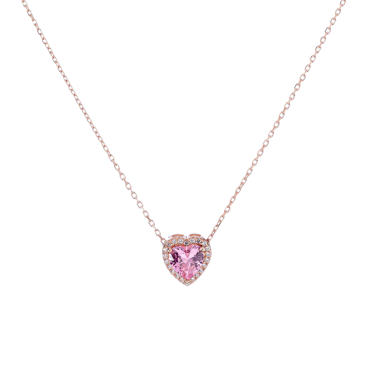 Collar de corazón de plata esterlina con circonitas