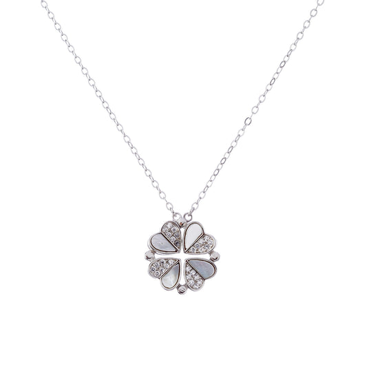 Collar de flores de plata de ley