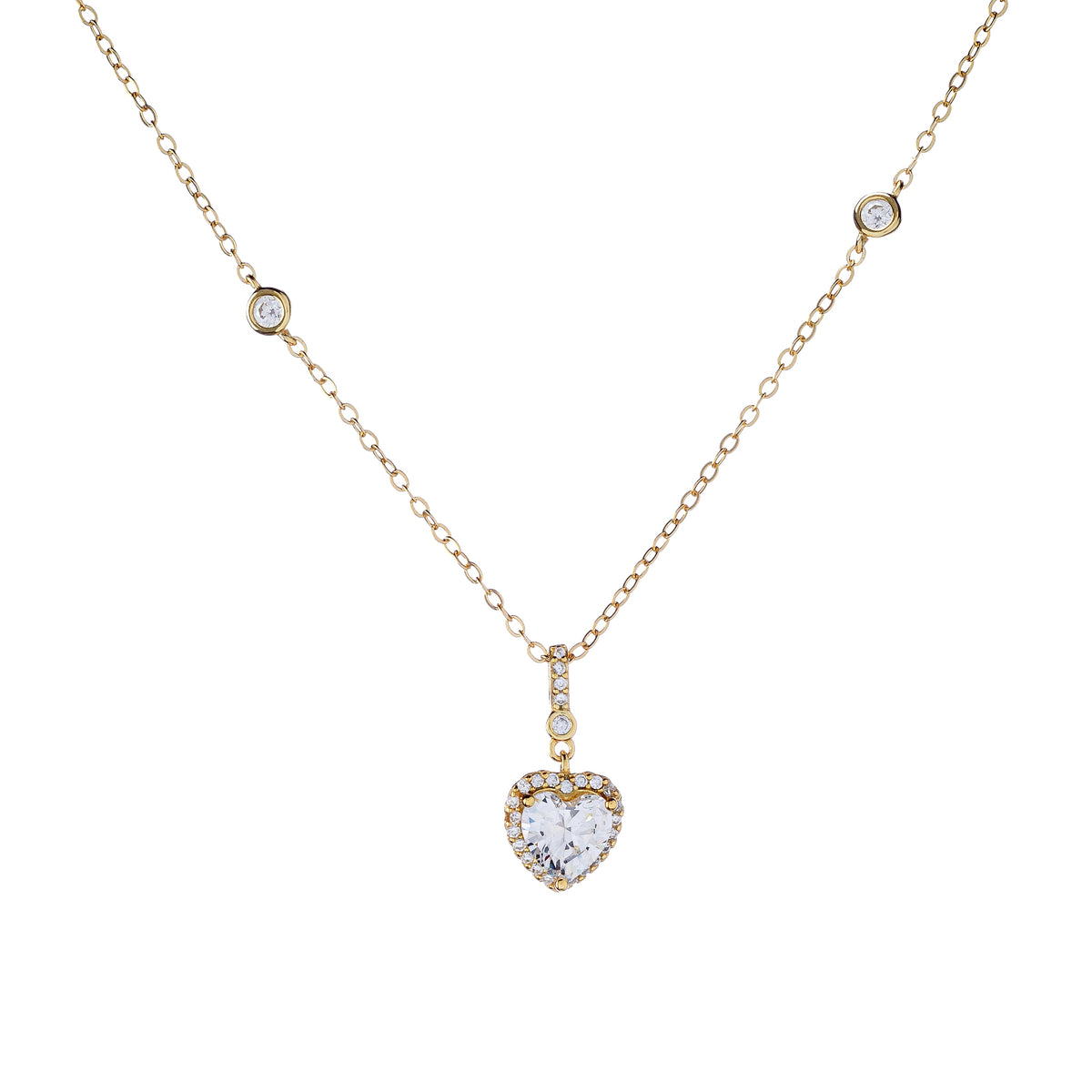 Collar de corazón de plata esterlina con circonitas
