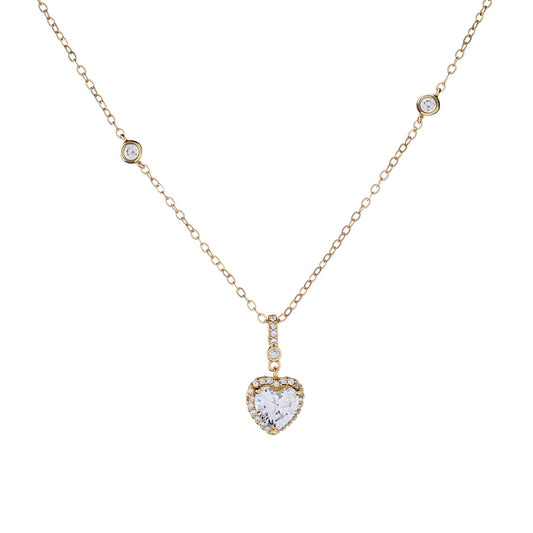 Collar de corazón de plata esterlina con circonitas