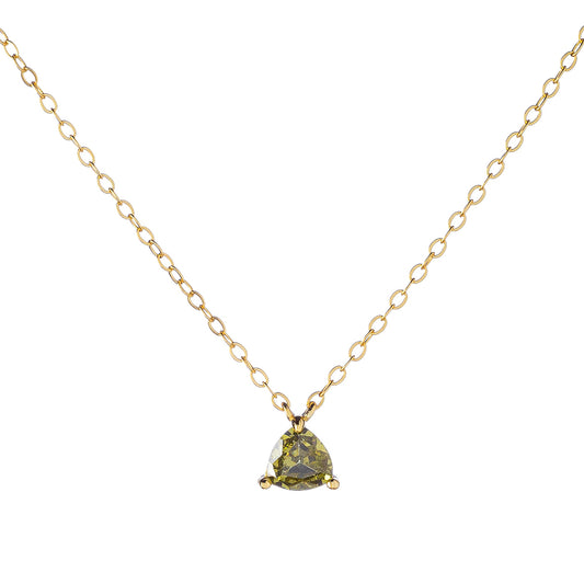 Collar de plata esterlina con circonita cúbica y musgo