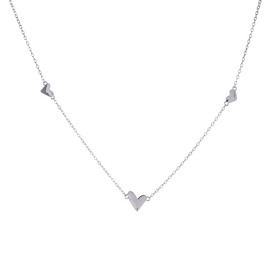 Collar de corazón de plata de ley