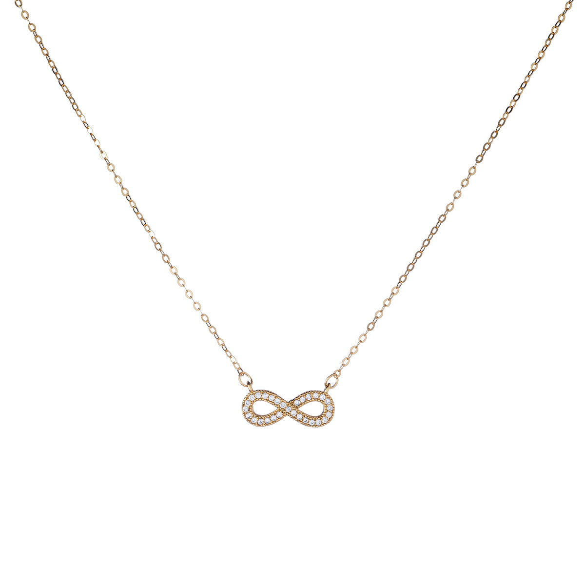 Collar de plata de ley con circonitas cúbicas y diseño de infinito