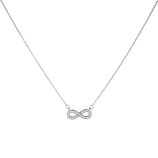 Collar de plata de ley con circonitas cúbicas y diseño de infinito