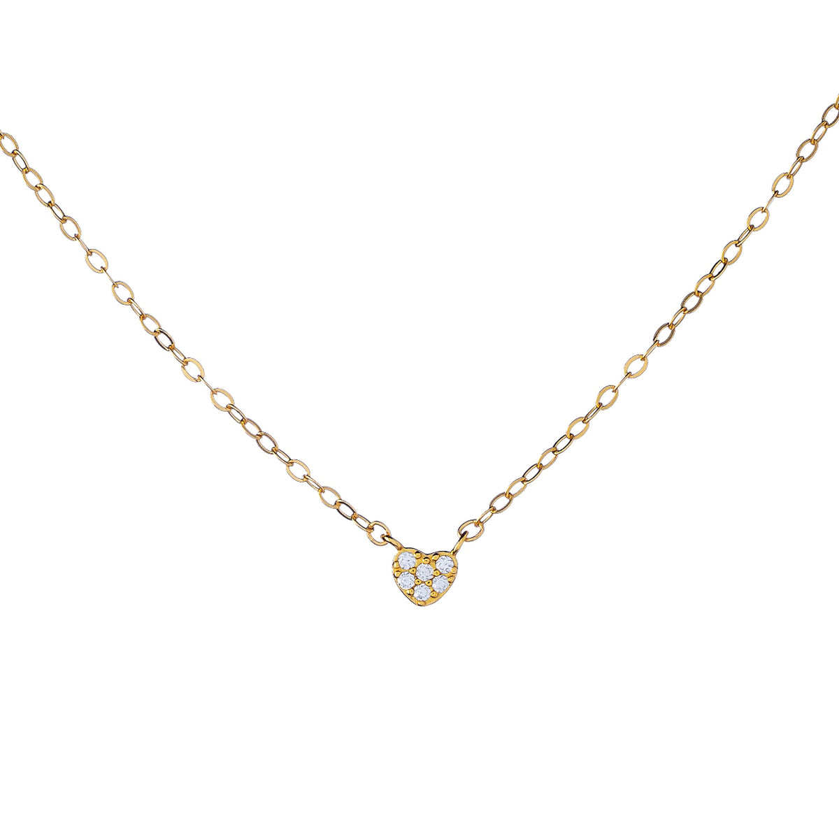 Collar de corazón de plata esterlina con circonitas