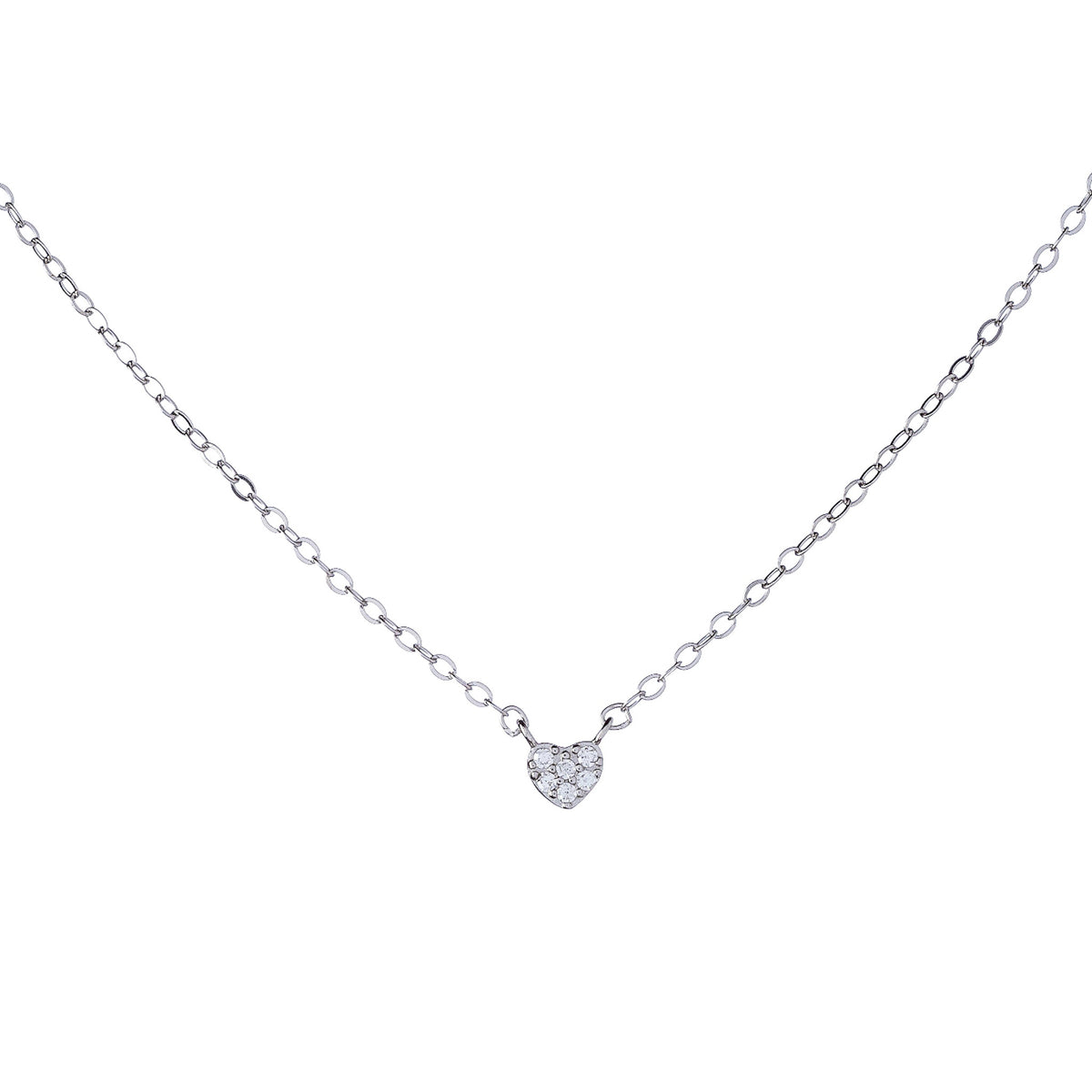 Collar de corazón de plata esterlina con circonitas