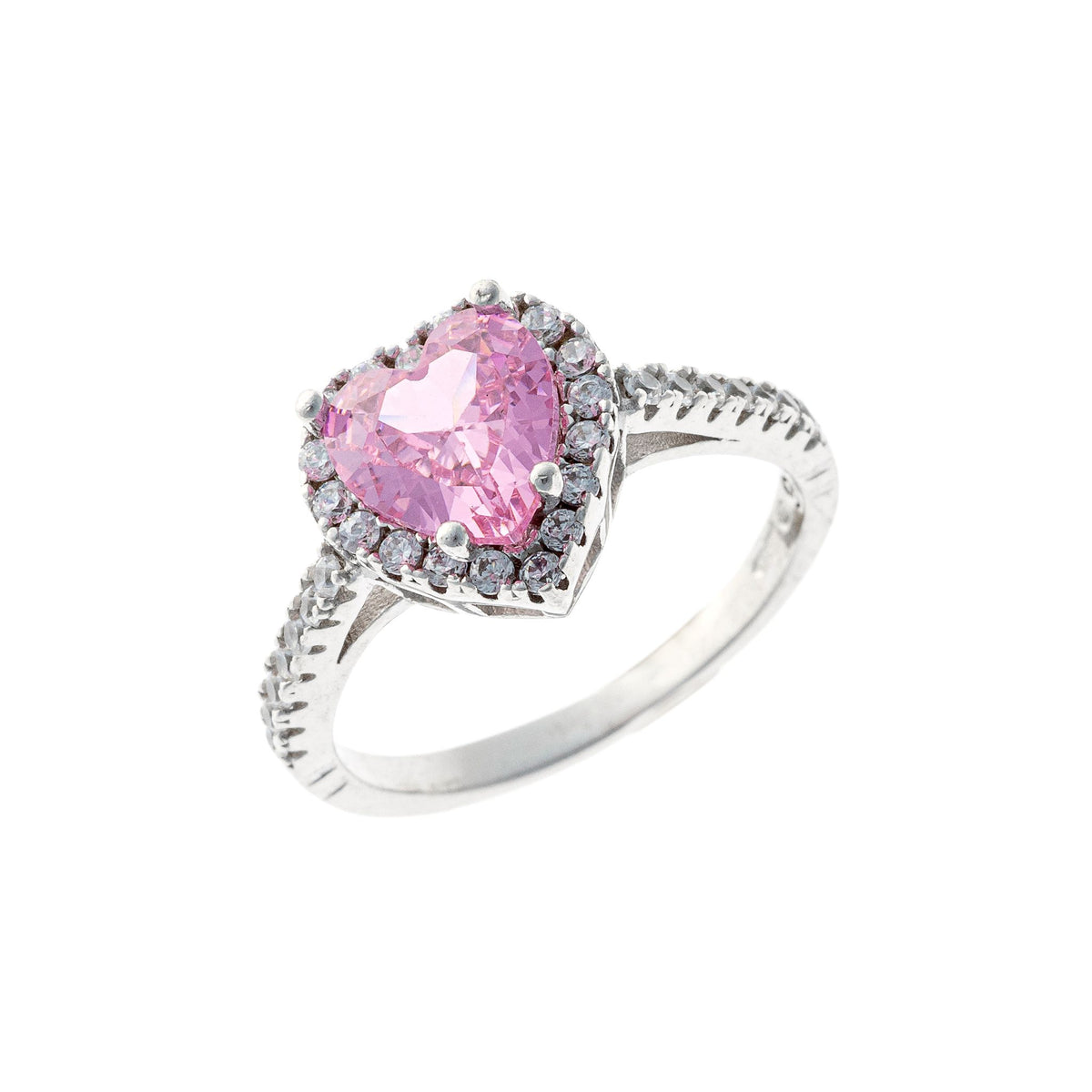 Anillo de Plata de Ley con Corazón de Circonita Cúbica