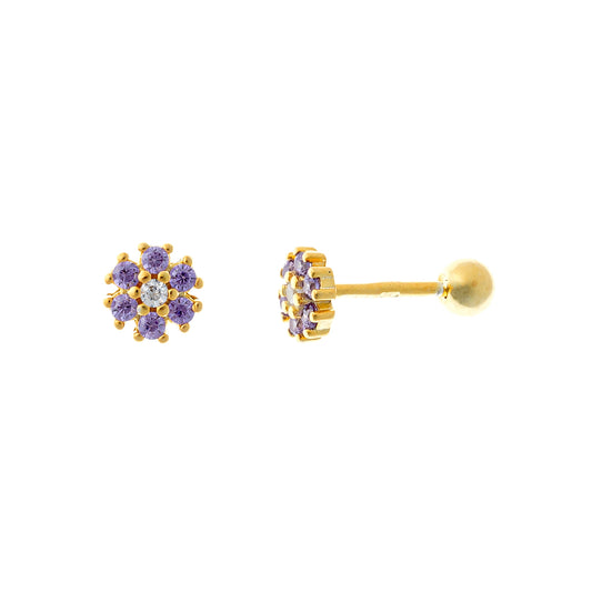 Aretes de plata esterlina con flor de rosca