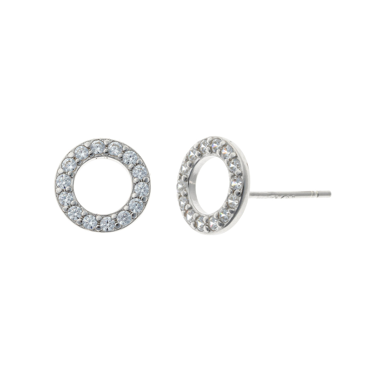 Pendientes circulares de circonita cúbica de plata de ley