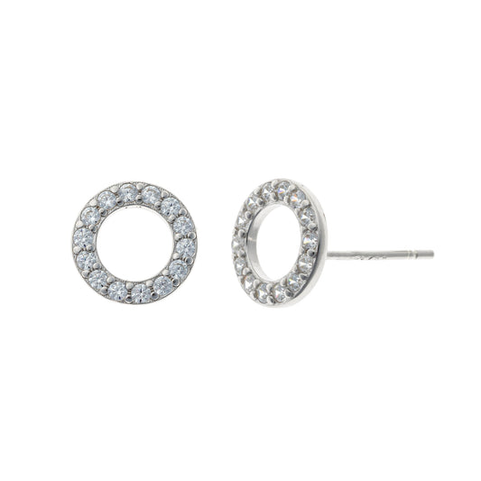 Pendientes circulares de circonita cúbica de plata de ley