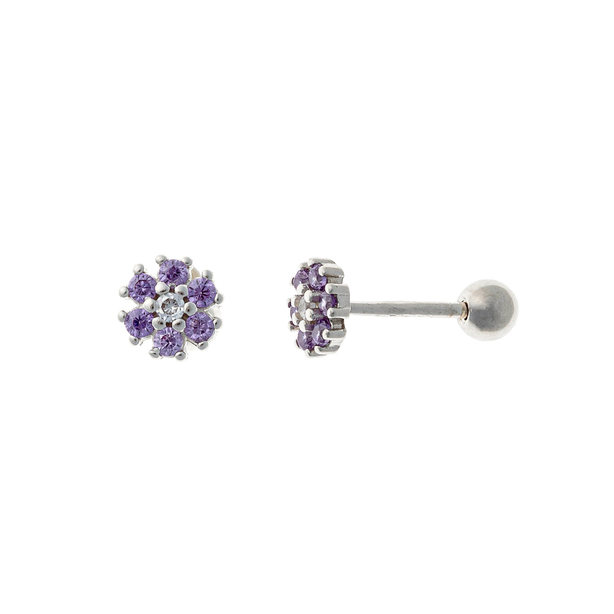 Aretes de plata esterlina con flor de rosca