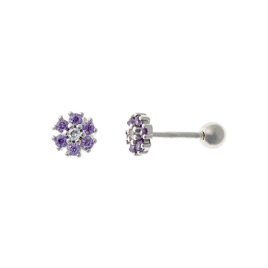 Aretes de plata esterlina con flor de rosca