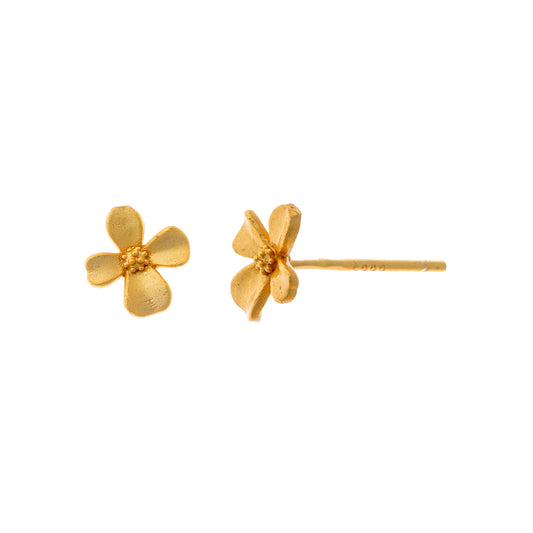 Pendientes de plata esterlina mate con diseño de flor