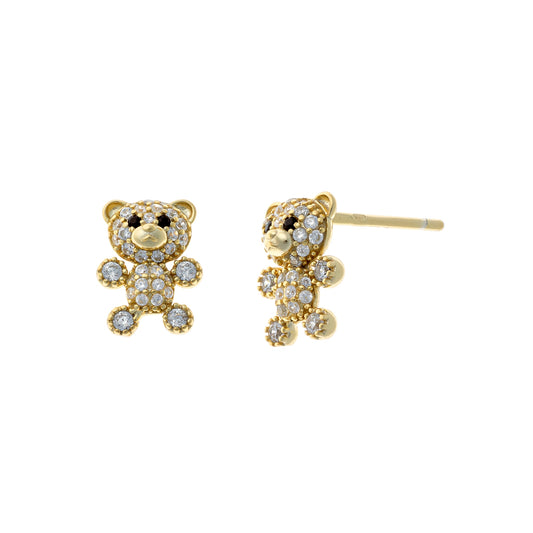 Pendientes de oso de plata de ley