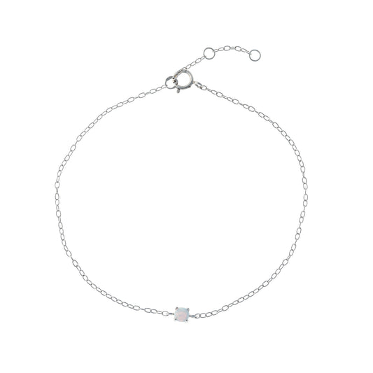 Pulsera de plata de ley con ópalo sintético
