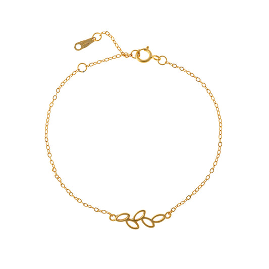Pulsera de plata de ley con hojas