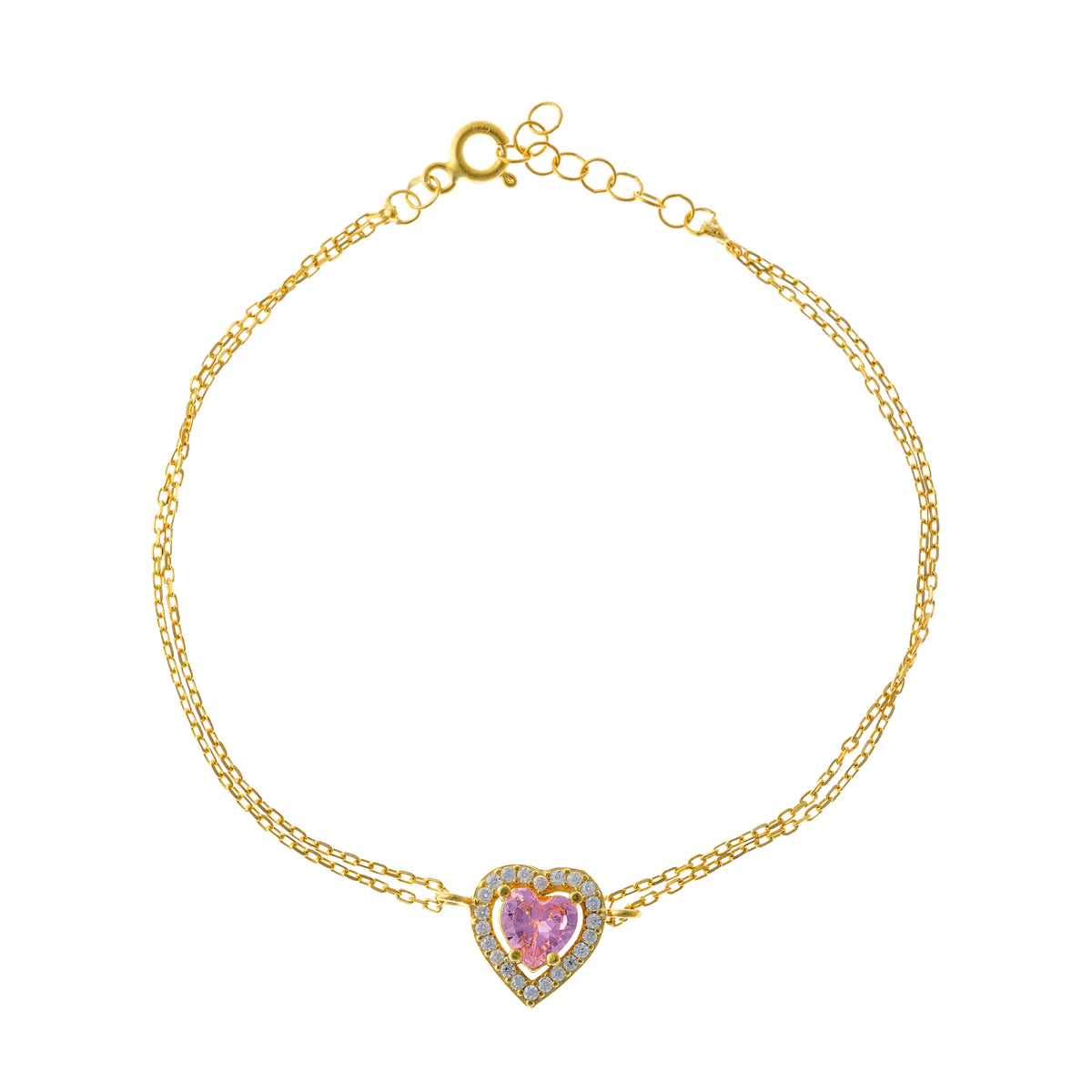 Pulsera de plata esterlina con circonitas y corazón