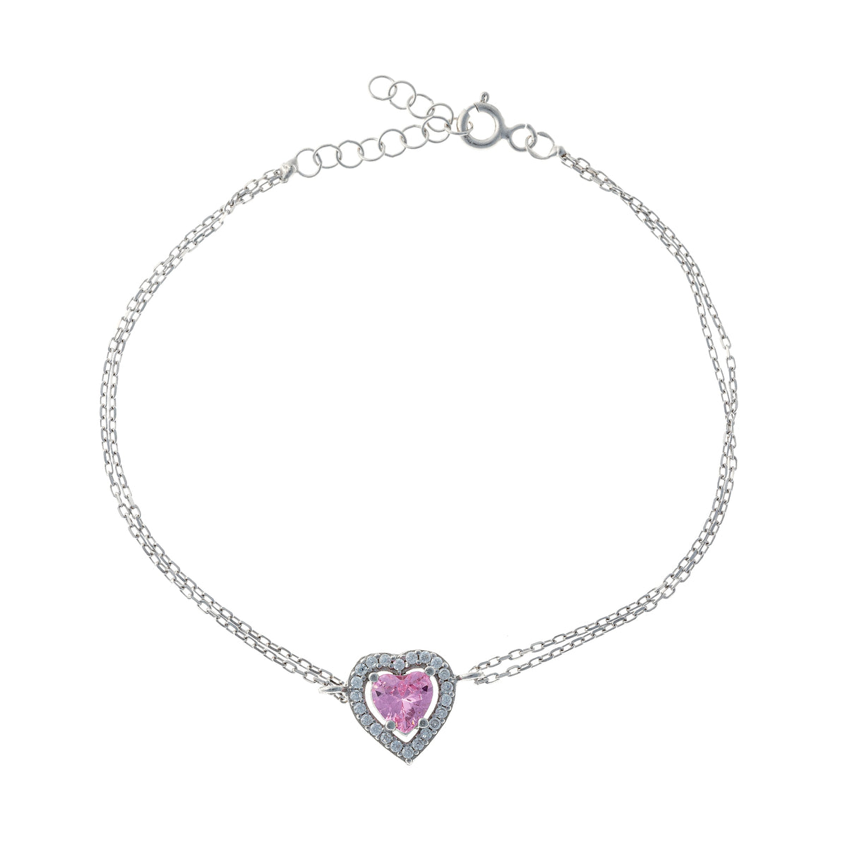 Pulsera de plata esterlina con circonitas y corazón