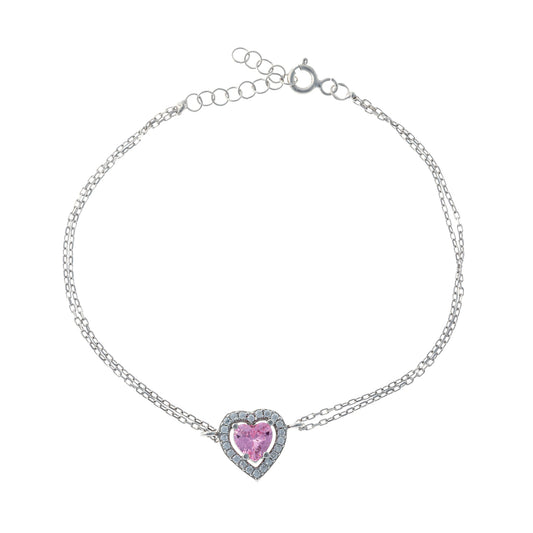 Pulsera de plata esterlina con circonitas y corazón
