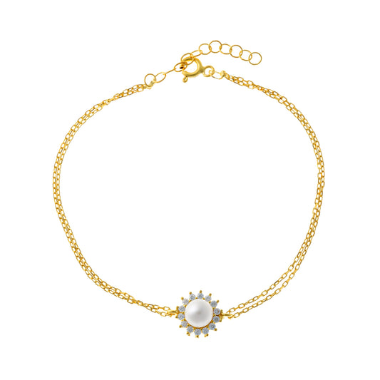 Pulsera de perlas de plata de ley