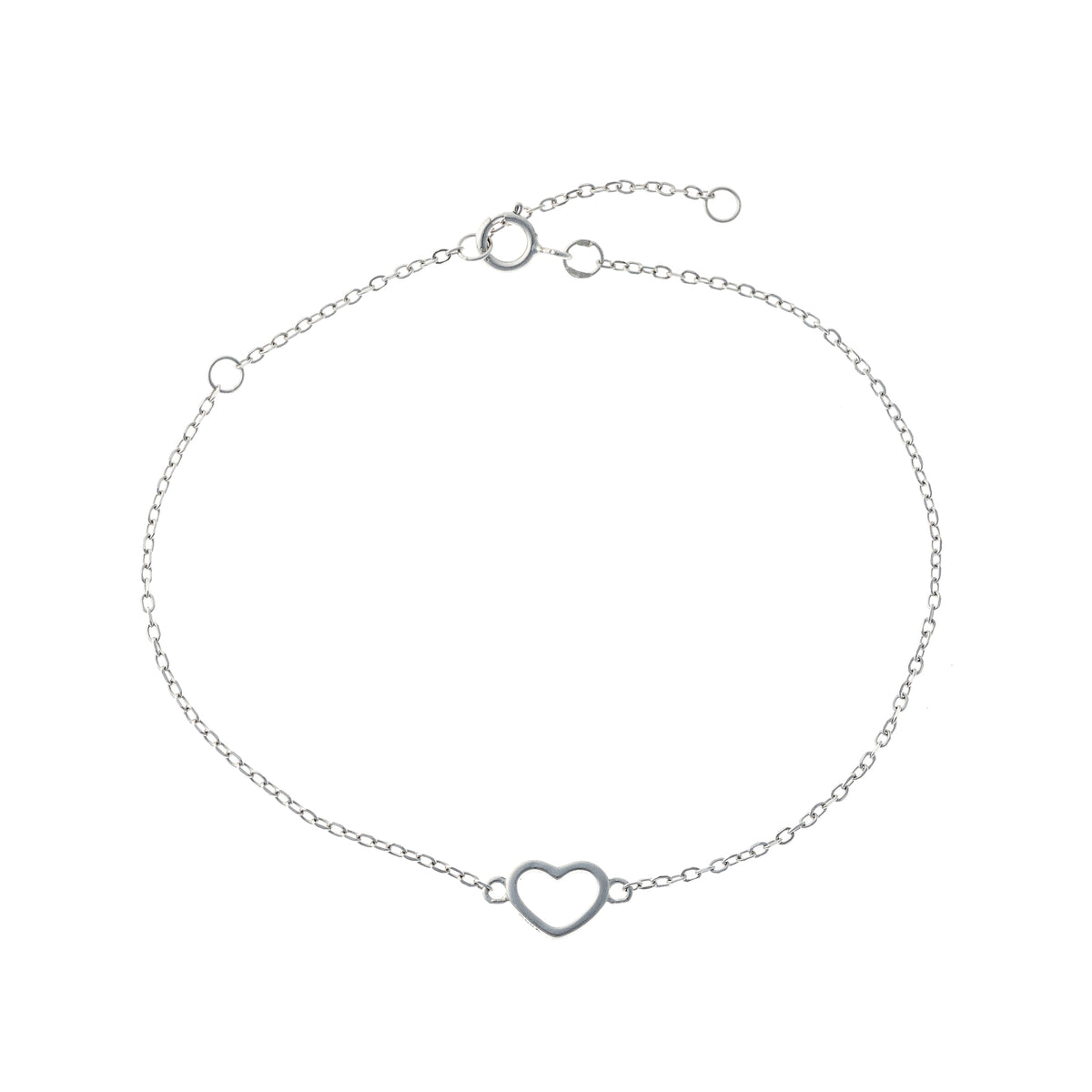 Pulsera de corazón de plata de ley
