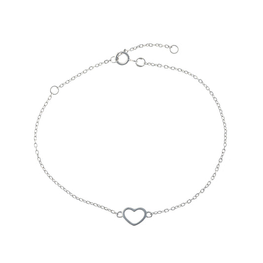 Pulsera de corazón de plata de ley