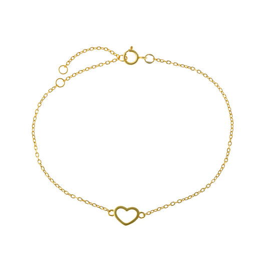 Pulsera de corazón de plata de ley