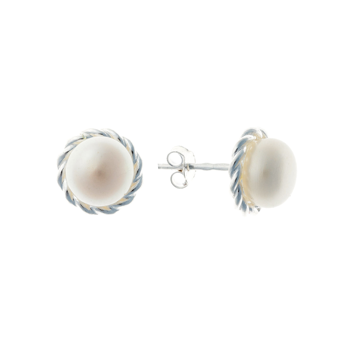 Pendientes de perlas de plata de ley