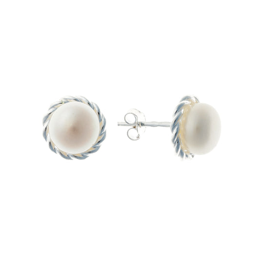 Pendientes de perlas de plata de ley