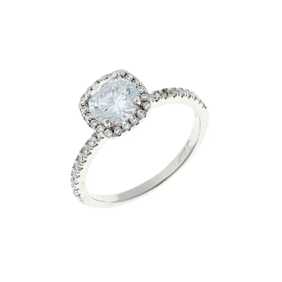 Anillo de plata de ley con cristal de circonita cúbica