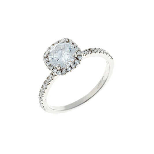 Anillo de plata de ley con cristal de circonita cúbica