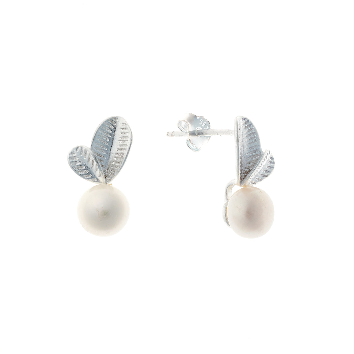 Pendientes de perla de plata de ley