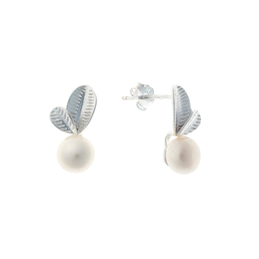 Pendientes de perla de plata de ley