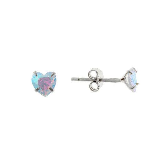 Pendientes de corazón con circonita cúbica de 3 a 5 mm de plata esterlina