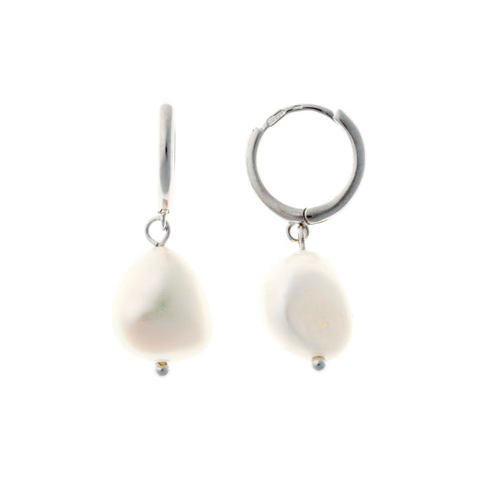 Aros de plata de ley con dijes de perla