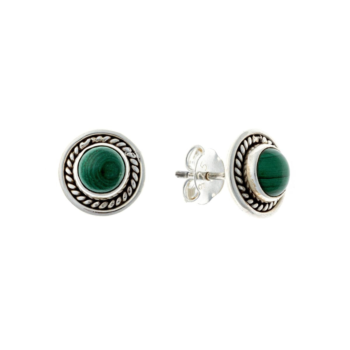 Sterling Silver Malachite Stud Earrings