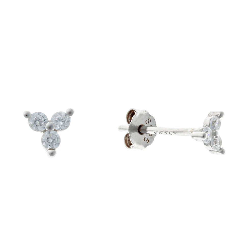 Pendientes de plata de ley con forma de flor de circonita cúbica