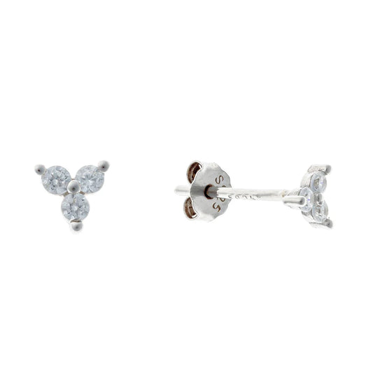 Pendientes de plata de ley con forma de flor de circonita cúbica