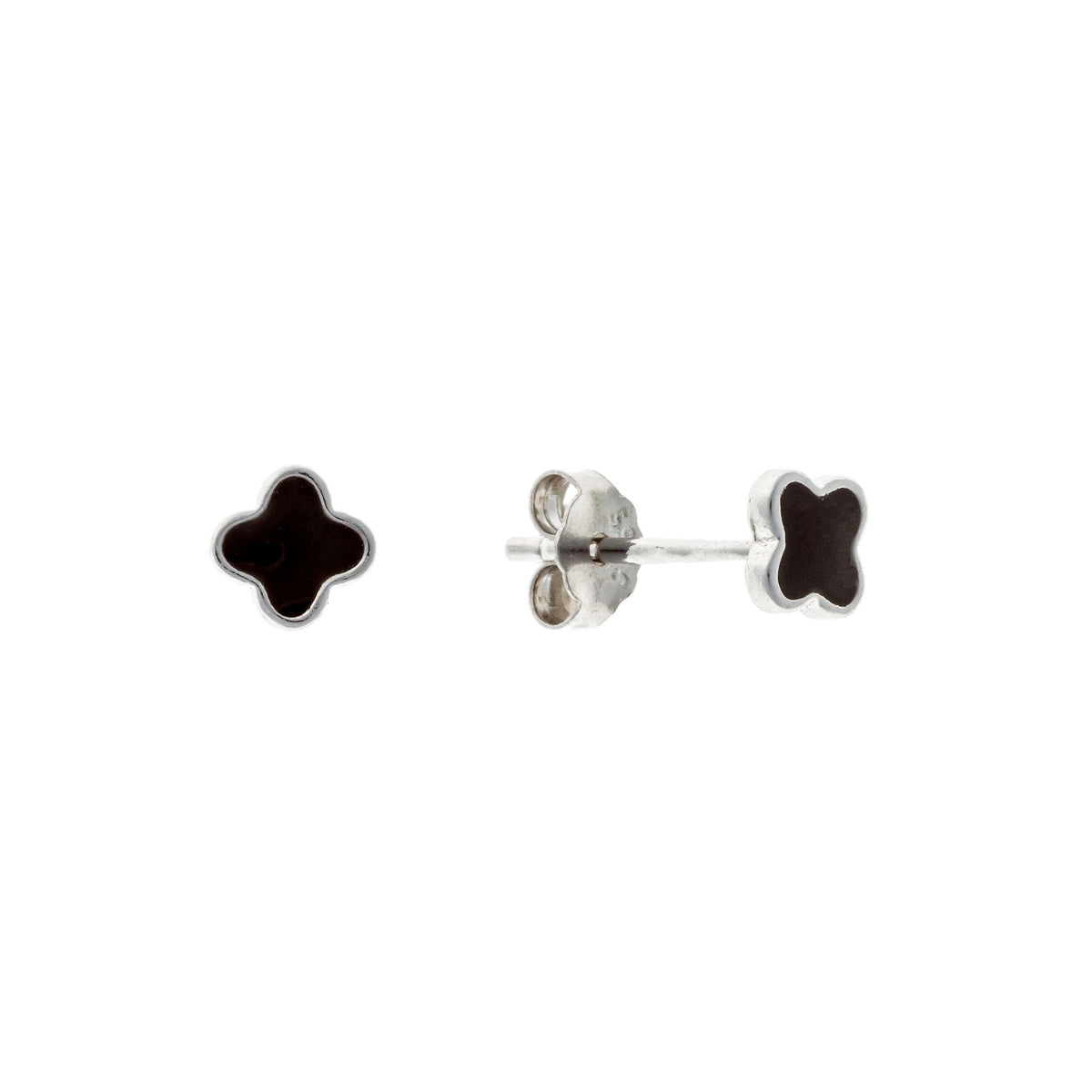 Pendientes de plata de ley con trébol negro Mia