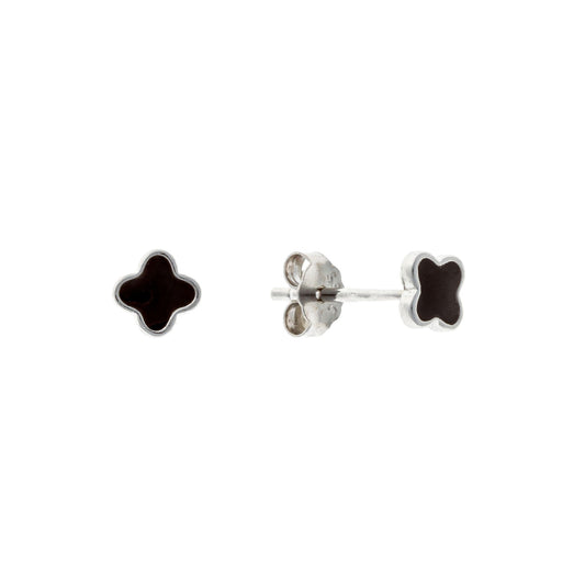 Pendientes de plata de ley con trébol negro Mia