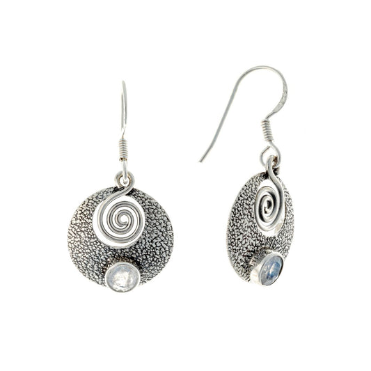 Pendientes de piedra lunar de plata de ley