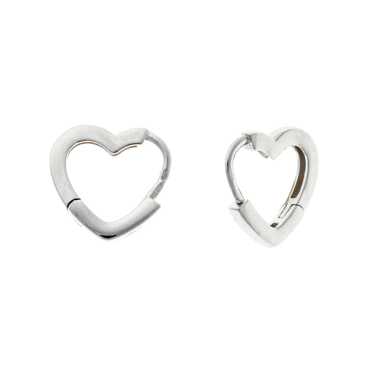 Aros de corazón de plata de ley