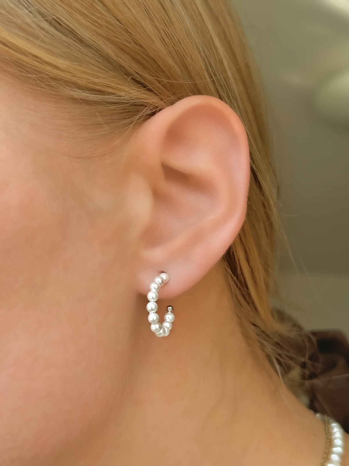 Pendientes de perlas de imitación de plata de ley